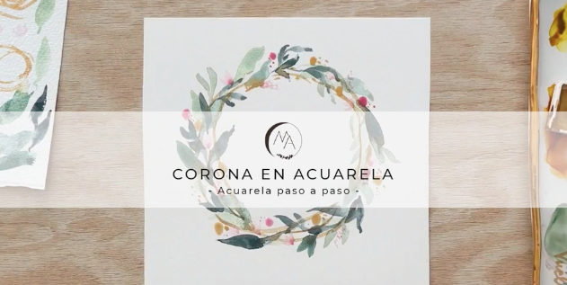 Clase de acuarela pintar corona de flores