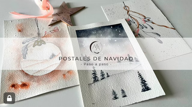 Postales de navidad en acuarela